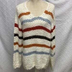 NWT Macaron size small multi color stripe loose knit sweater high low